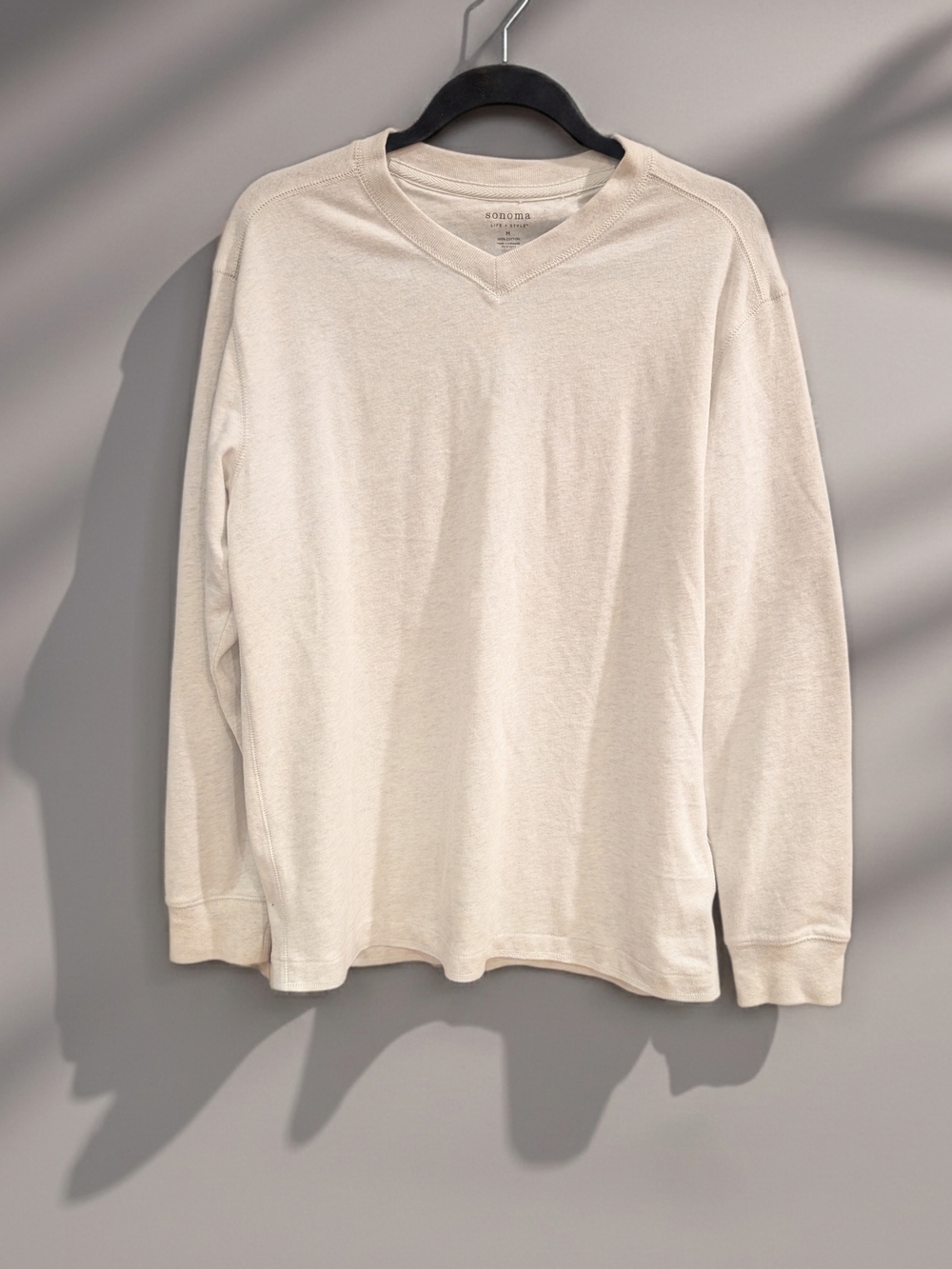 Sonoma Off White Cream Long-Sleeve V-Neck Sweatshirt